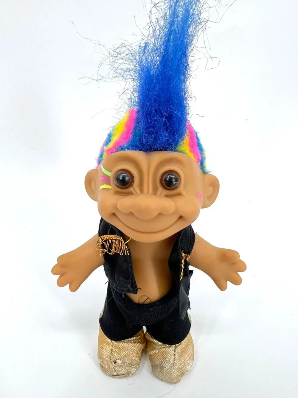Russ Troll Doll Lucky Punk Rock Star Rainbow Mohawk